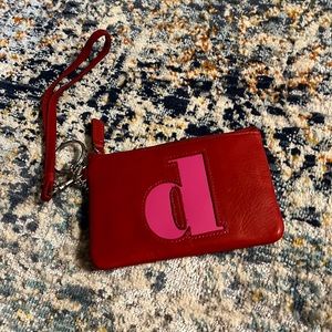 NWT D Initial wallet Pink and Red Zip